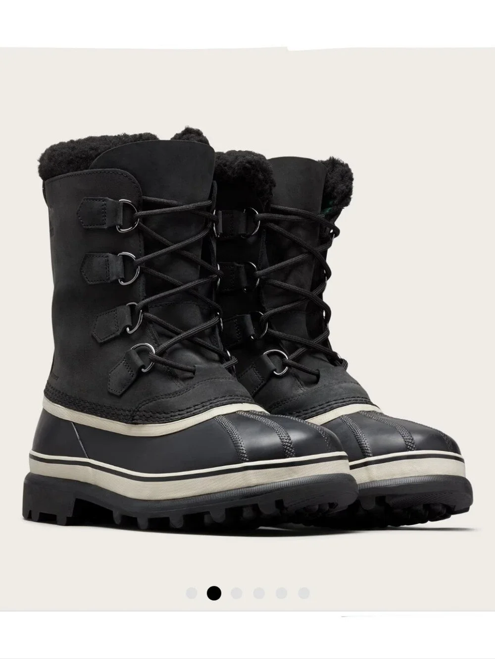 SOREL Caribou Men's Waterproof Insulated Leather Snow Boots Black/Dark Stone